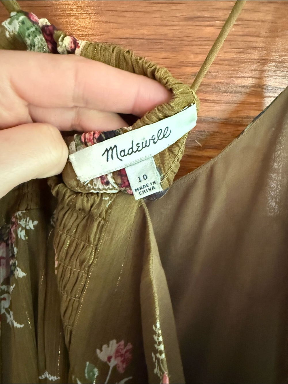 MADEWELL Cami Tiered Midi Dress Smocked Back Spaghetti Straps Flowy Loose US 10 - Picture 8 of 13